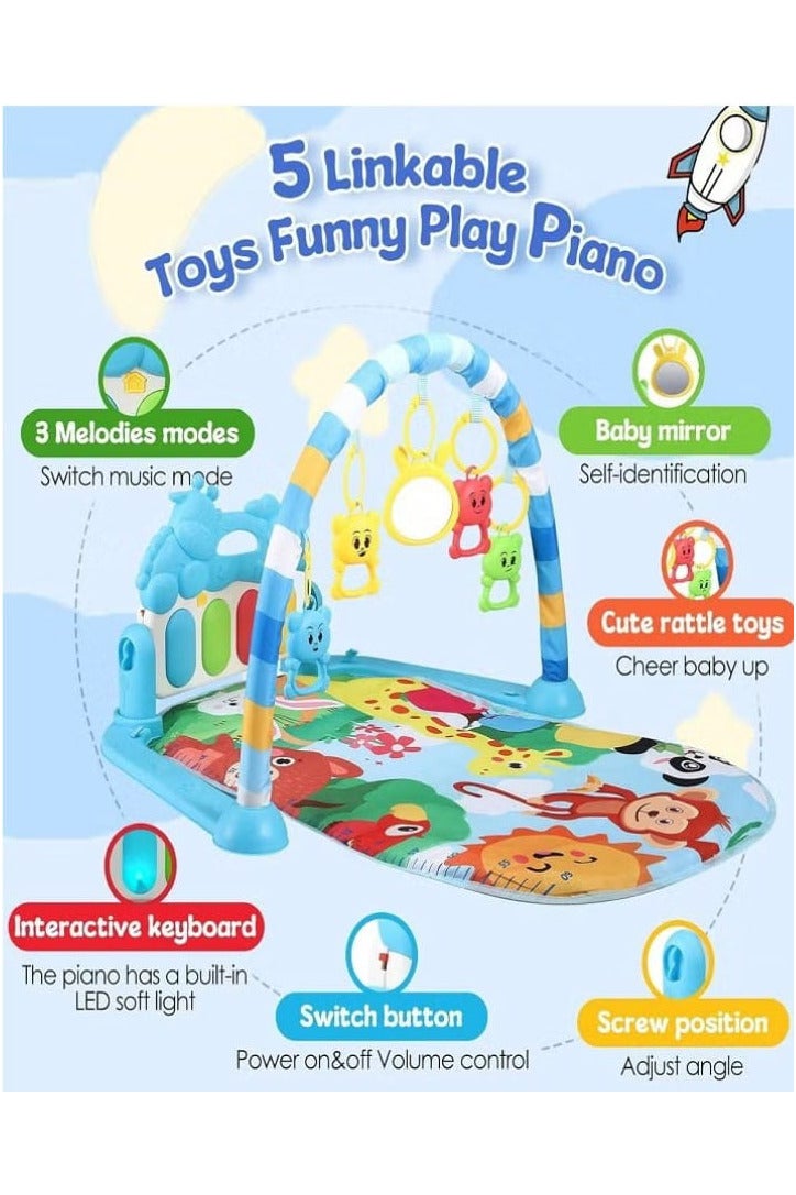 Baby Play Mat, Baby Piano Mat with Music and Lights, Baby Floor Play Mats with Detachable Activity Toys, Early Development Activity Play Mat Gift for Newborns and Toddlers (Cute Animal Shape) - Image 2